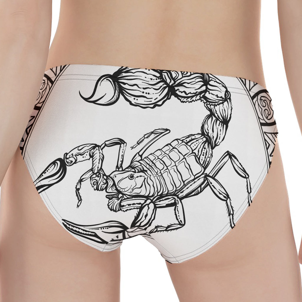 White And Black Scorpio Sign Print Women's Panties