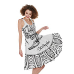 White And Black Scorpio Sign Print Women's Sleeveless Dress