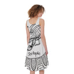 White And Black Scorpio Sign Print Women's Sleeveless Dress
