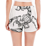 White And Black Scorpio Sign Print Women's Split Running Shorts