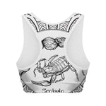 White And Black Scorpio Sign Print Women's Sports Bra