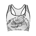 White And Black Scorpio Sign Print Women's Sports Bra