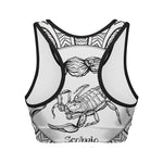 White And Black Scorpio Sign Print Women's Sports Bra
