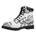 White And Black Scorpio Sign Print Padded Collar Lace Up Boots