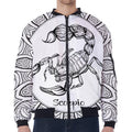 White And Black Scorpio Sign Print Zip Sleeve Bomber Jacket