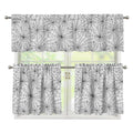 White And Black Spider Web Pattern Print 3 Piece Kitchen Curtains