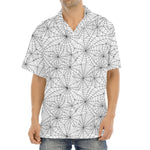 White And Black Spider Web Pattern Print Aloha Shirt