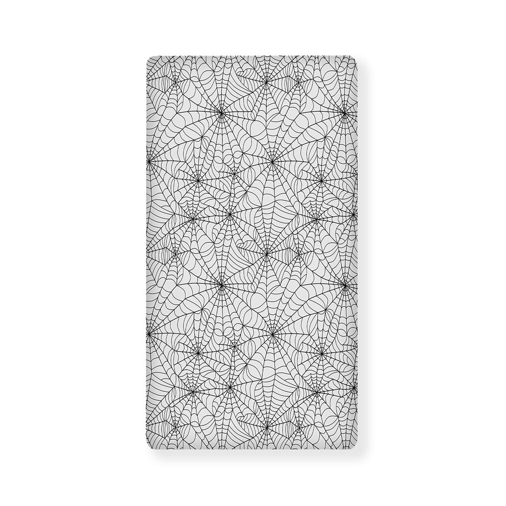 White And Black Spider Web Pattern Print Baby Crib Sheet