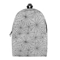 White And Black Spider Web Pattern Print School Backpack