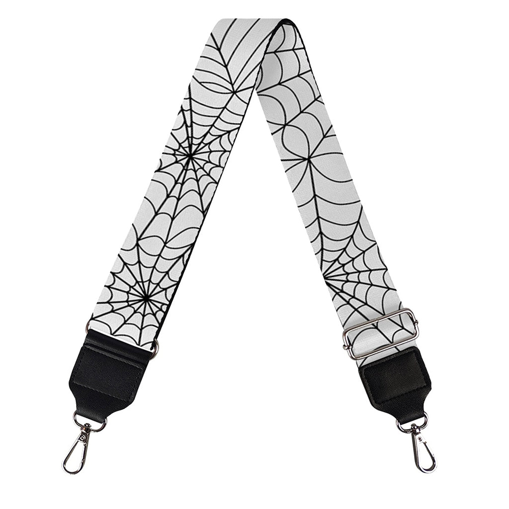 White And Black Spider Web Pattern Print Bag Strap