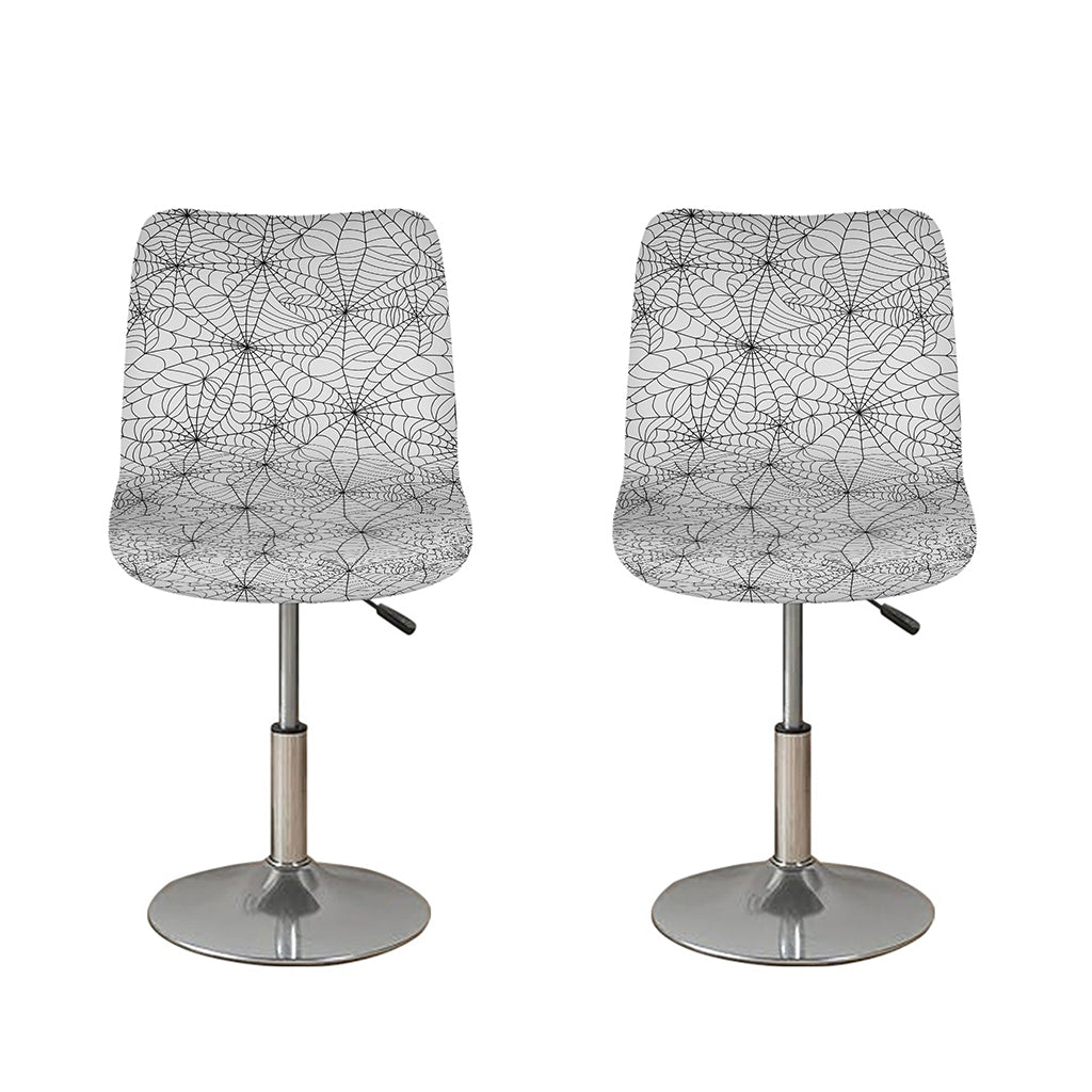 White And Black Spider Web Pattern Print Bar Stool Covers