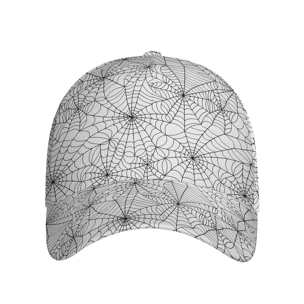White And Black Spider Web Pattern Print Baseball Cap