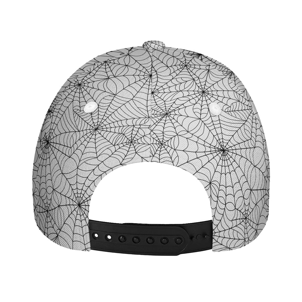 White And Black Spider Web Pattern Print Baseball Cap