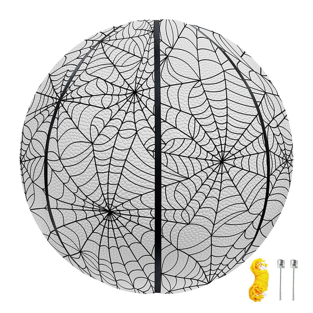 White And Black Spider Web Pattern Print Basketball