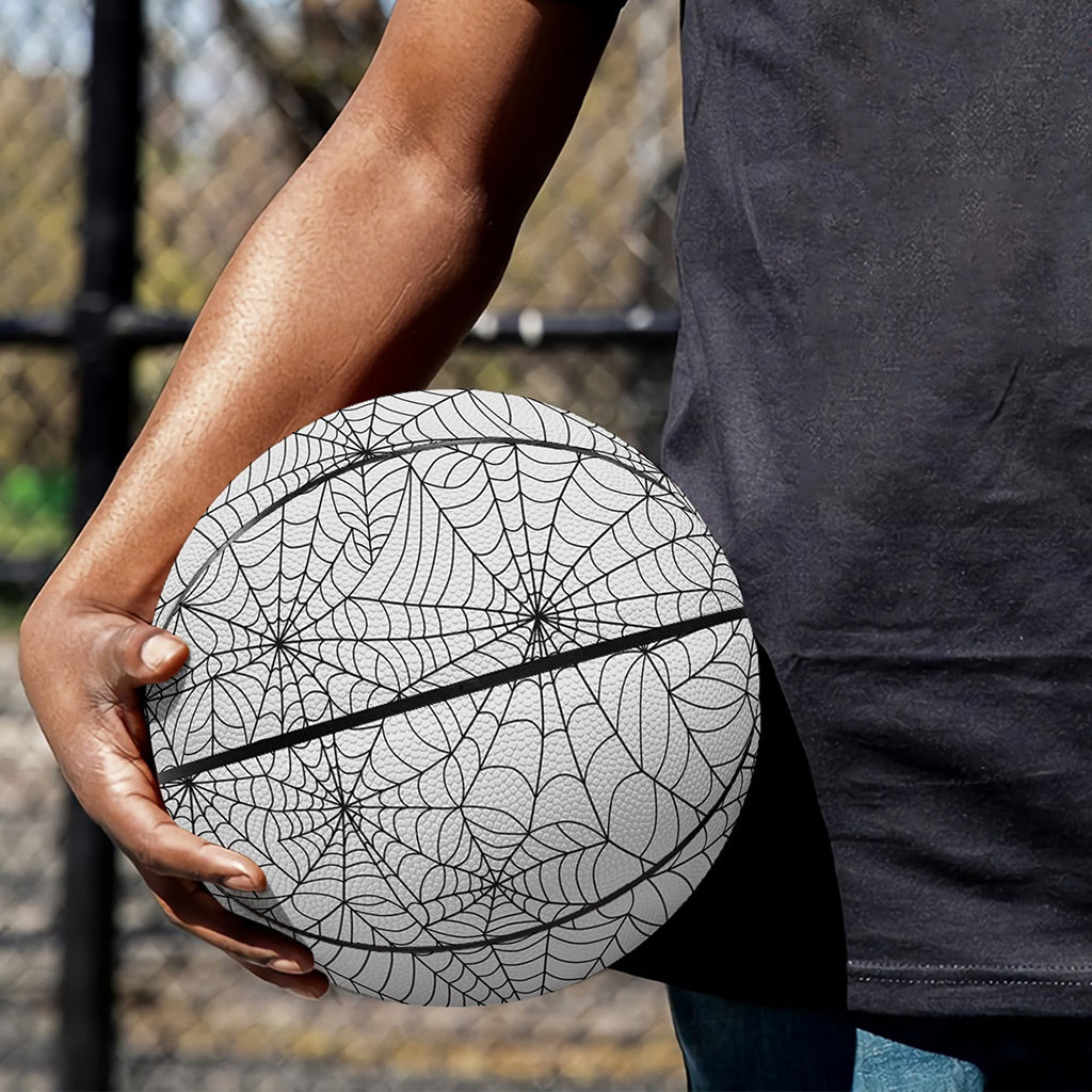 White And Black Spider Web Pattern Print Basketball