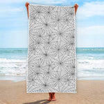 White And Black Spider Web Pattern Print Beach Towel