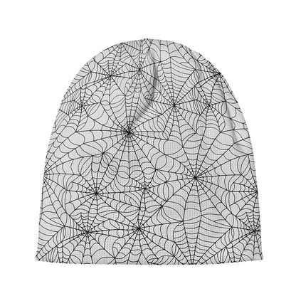 White And Black Spider Web Pattern Print Beanie
