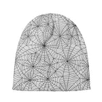 White And Black Spider Web Pattern Print Beanie