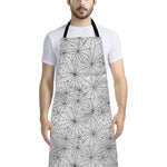White And Black Spider Web Pattern Print Bib Apron With Pocket