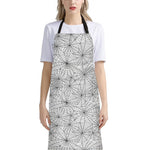 White And Black Spider Web Pattern Print Bib Apron With Pocket