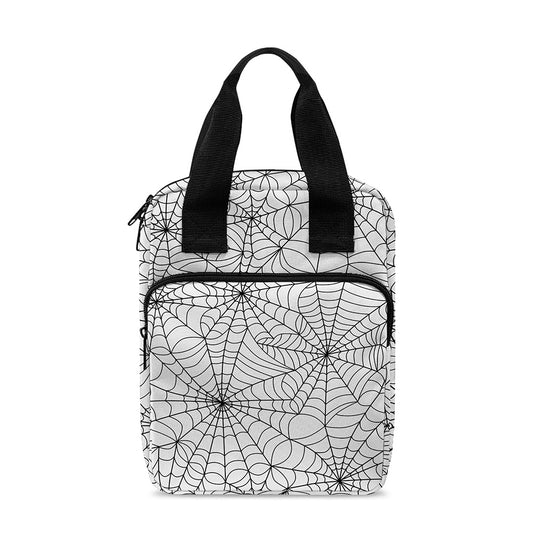 White And Black Spider Web Pattern Print Bible Tote Bag