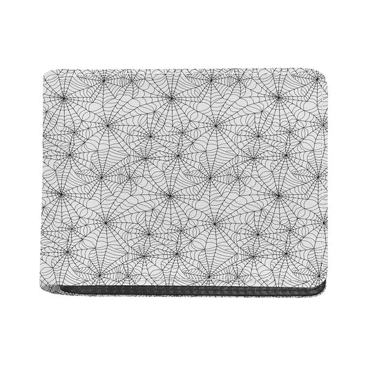 White And Black Spider Web Pattern Print Bifold Wallet