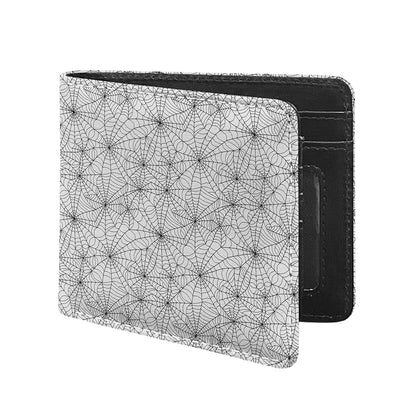 White And Black Spider Web Pattern Print Bifold Wallet