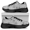 White And Black Spider Web Pattern Print Black Chunky Shoes