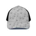 White And Black Spider Web Pattern Print Black Mesh Trucker Hat