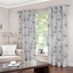 White And Black Spider Web Pattern Print Blackout Grommet Curtains
