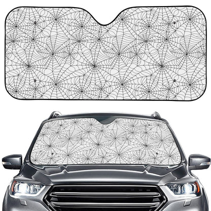 White And Black Spider Web Pattern Print Car Windshield Sun Shade