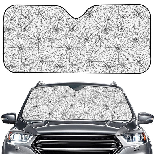 White And Black Spider Web Pattern Print Car Windshield Sun Shade