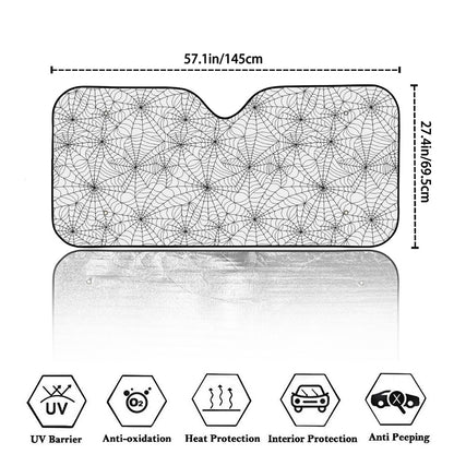 White And Black Spider Web Pattern Print Car Windshield Sun Shade