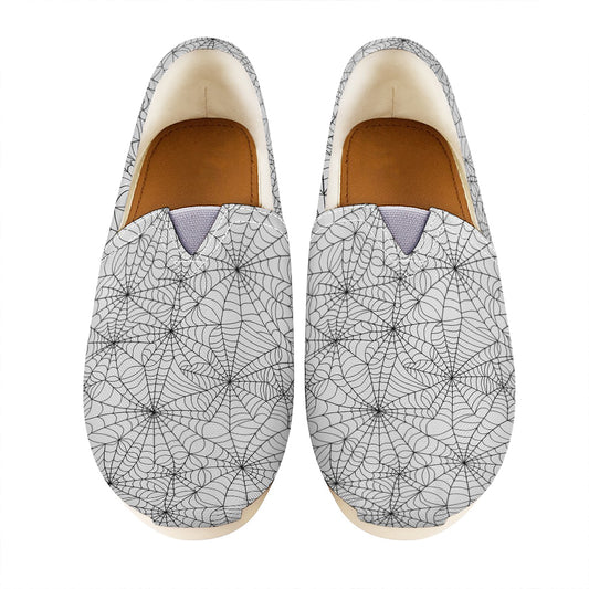 White And Black Spider Web Pattern Print Casual Shoes