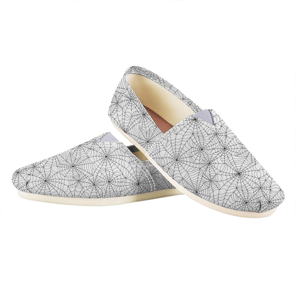 White And Black Spider Web Pattern Print Casual Shoes
