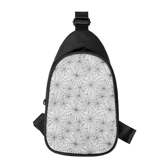 White And Black Spider Web Pattern Print Chest Bag
