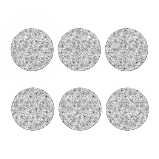 White And Black Spider Web Pattern Print Coaster Set