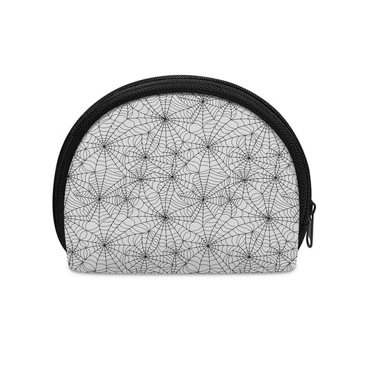 White And Black Spider Web Pattern Print Coin Purse