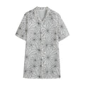 White And Black Spider Web Pattern Print Cotton Hawaiian Shirt