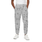 White And Black Spider Web Pattern Print Cotton Pants