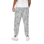 White And Black Spider Web Pattern Print Cotton Pants