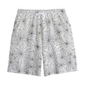 White And Black Spider Web Pattern Print Cotton Shorts
