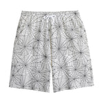 White And Black Spider Web Pattern Print Cotton Shorts