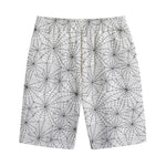 White And Black Spider Web Pattern Print Cotton Shorts