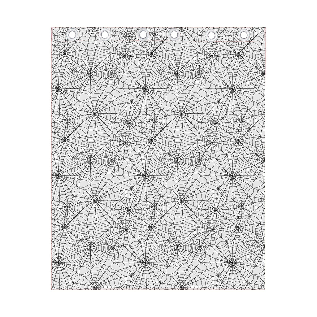 White And Black Spider Web Pattern Print Curtain