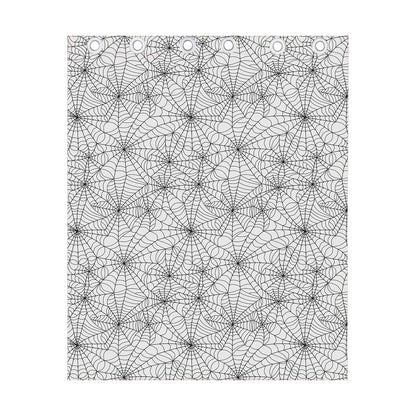 White And Black Spider Web Pattern Print Curtain