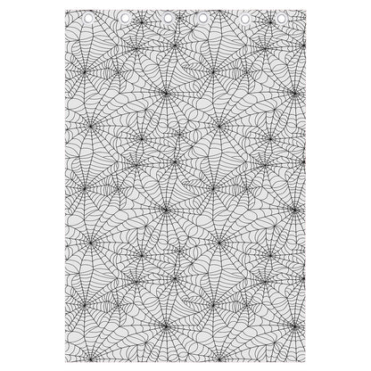 White And Black Spider Web Pattern Print Curtain