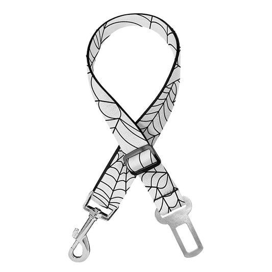 White And Black Spider Web Pattern Print Dog Seat Belt