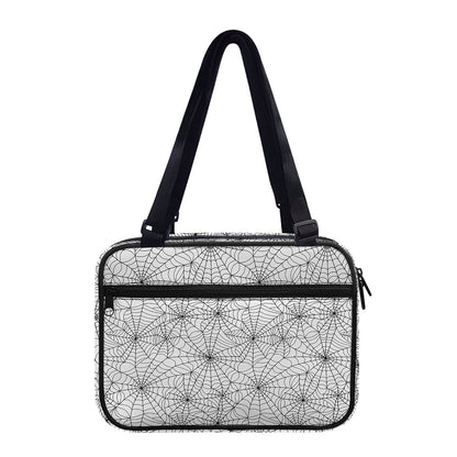 White And Black Spider Web Pattern Print Double Strap Bible Bag