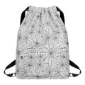 White And Black Spider Web Pattern Print Drawstring Backpack